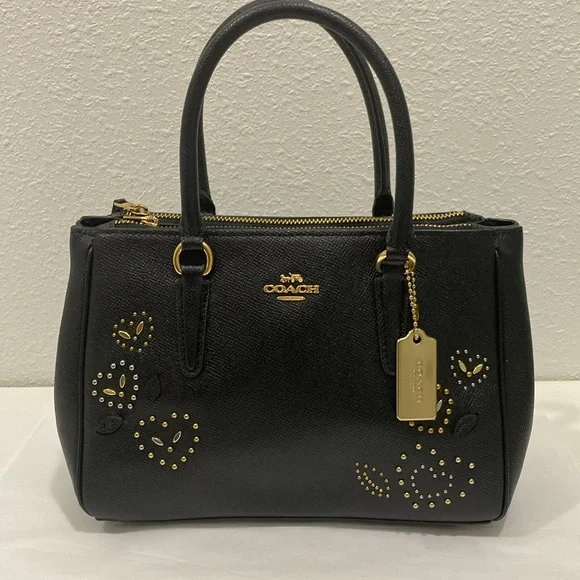 Coach Mini Surrey Carryall Black Heart  Limited Edition Leather Handbag - Picture 3 of 17